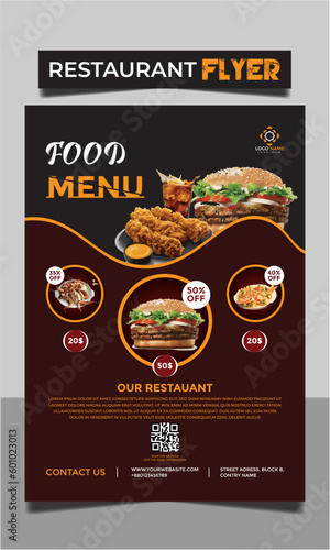 Corporate food menu and restaurant flyer template. (ID: 601023013)