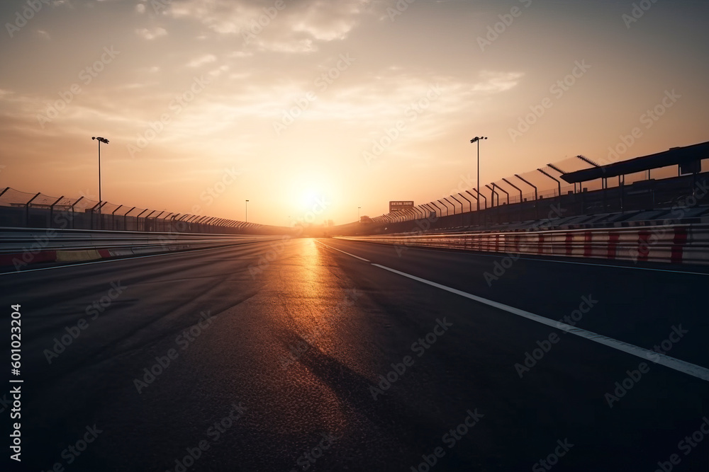 The Perfect Finish: Racing into the Sunset on the Circuit created with Generative AI technology The Perfect Finish: Racing into the Sunset on the Circuit created with Generative AI technology