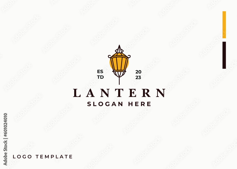 Line art Lantern logo design vector