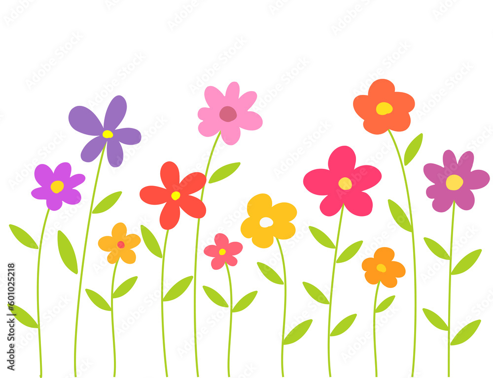 Colorful flowers isolated on transparent background Colorful flowers isolated on transparent background