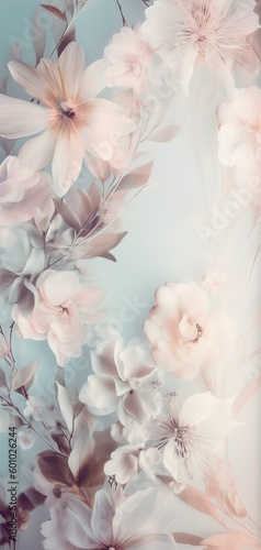 Beautiful delicate flowers for wallpaper background. Digital art. Generative Ai