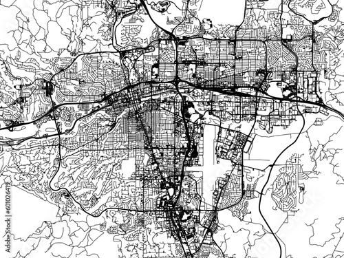 Vector road map of the city of  Reno Nevada in the United States of America on a white background.