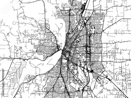 Vector road map of the city of  Salem Oregon in the United States of America on a white background.