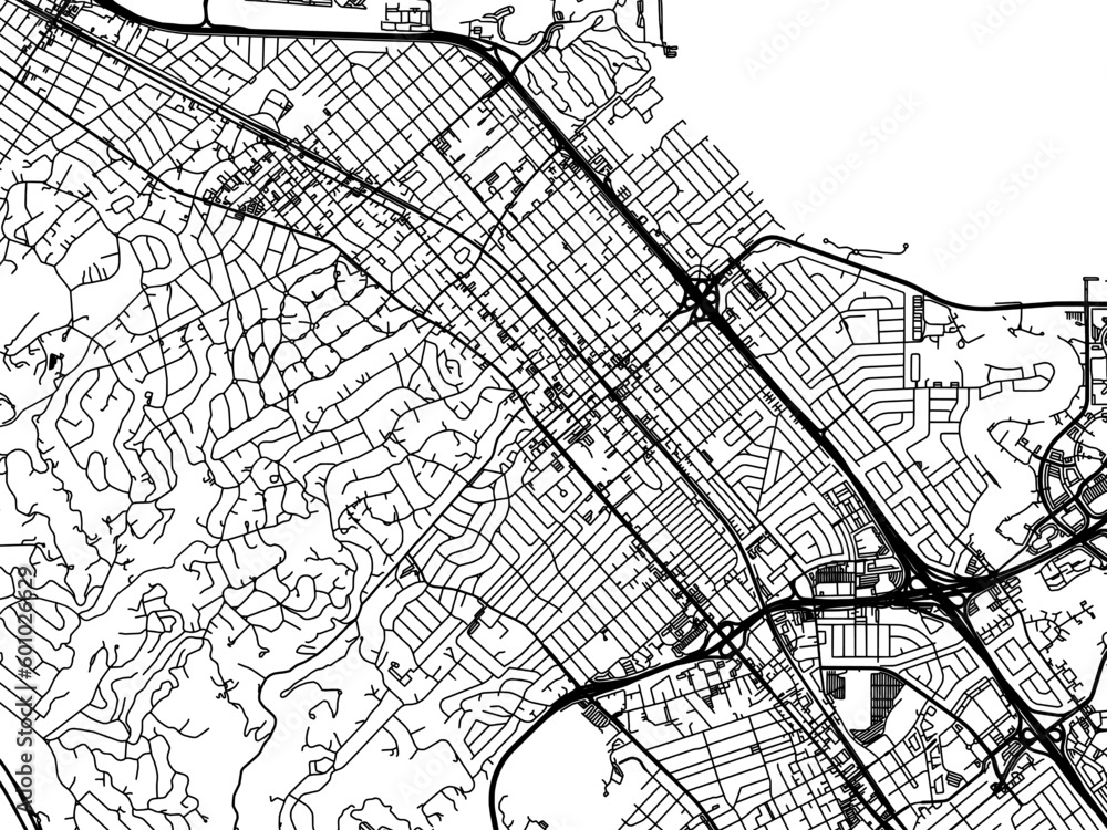 Vector road map of the city of San Mateo California in the United States of America on a white background. Vector road map of the city of San Mateo California in the United States of America on a white background.