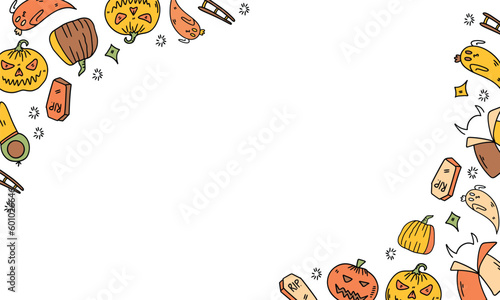 vector halloween background in flat design for happy halloween event trick and treat 