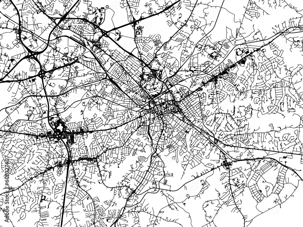 Obraz premium Vector road map of the city of Spartanburg South Carolina in the United States of America on a white background.