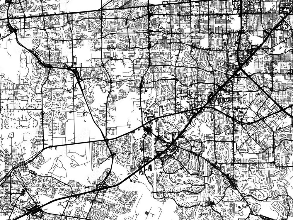 Vector road map of the city of Sugar Land Texas in the United States of