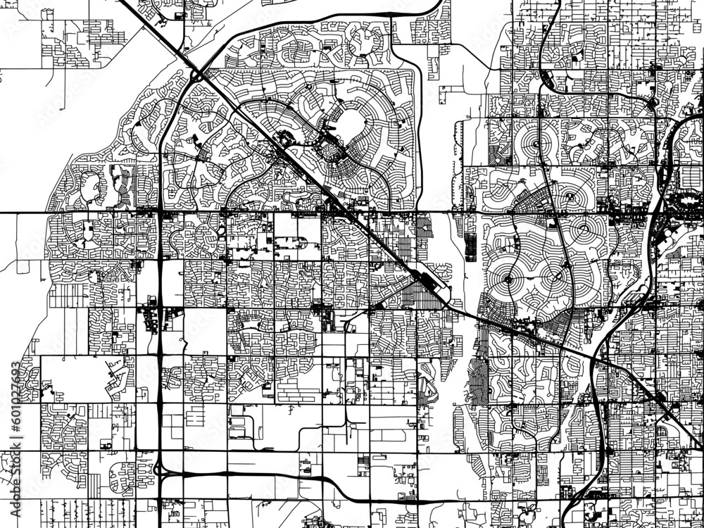 Fototapeta premium Vector road map of the city of Surprise Arizona in the United States of America on a white background.