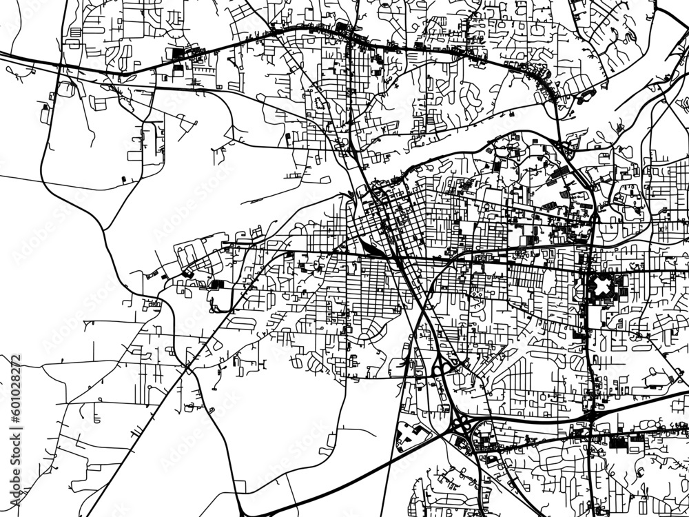 Vector road map of the city of  Tuscaloosa Alabama in the United States of America on a white background.