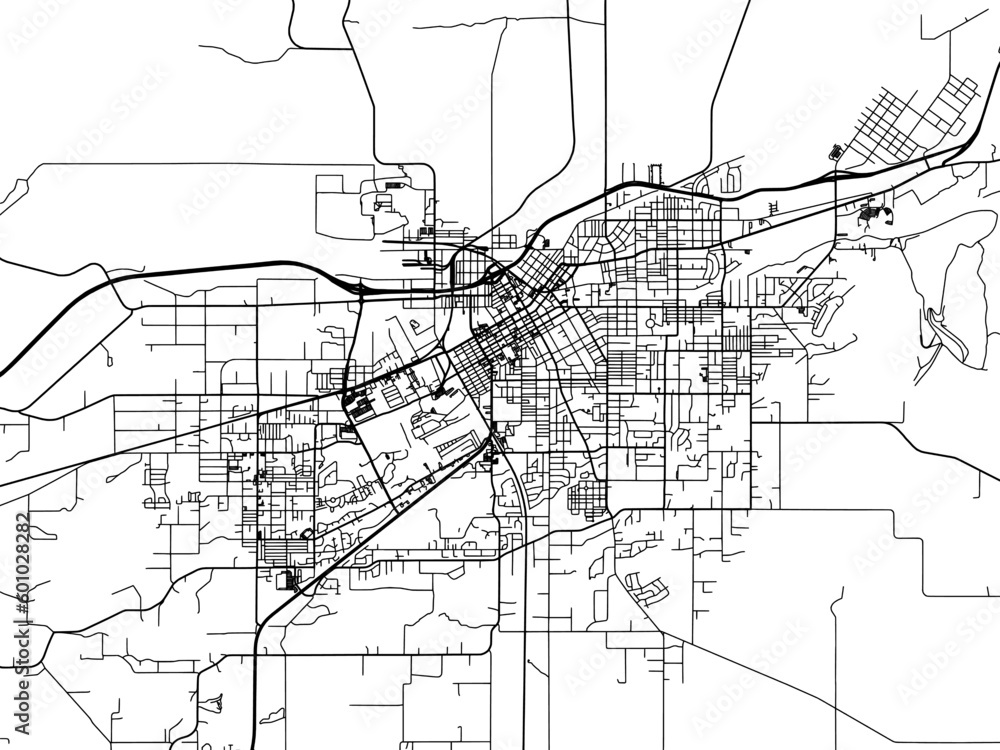 Vector road map of the city of  Walla Walla Washington in the United States of America on a white background.