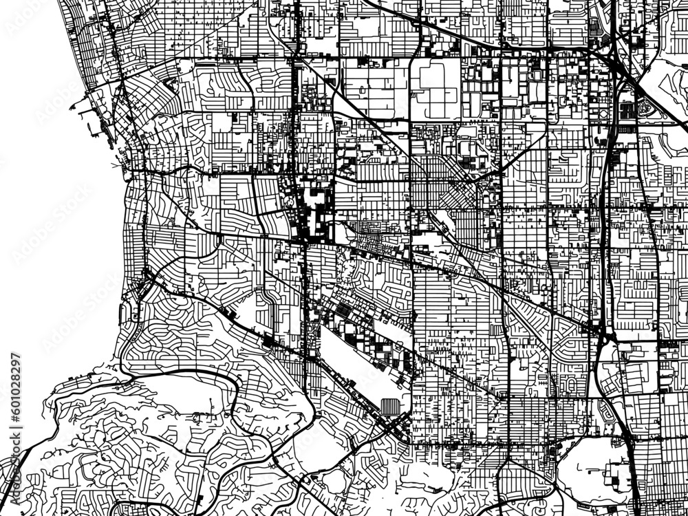 Naklejka premium Vector road map of the city of Torrance California in the United States of America on a white background.