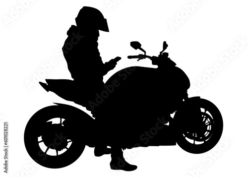 Old big bike and man white background