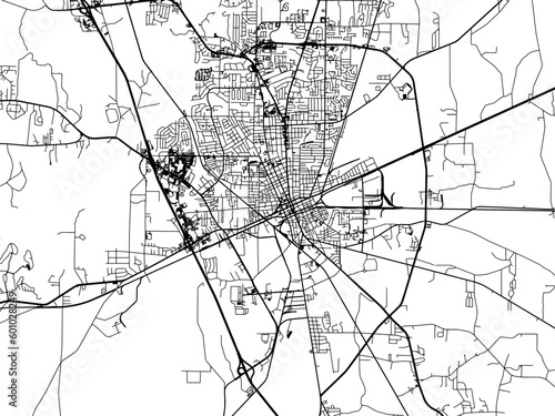 Vector road map of the city of  Valdosta Georgia in the United States of America on a white background.