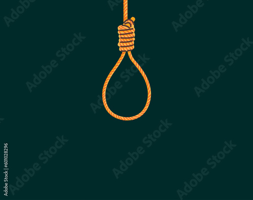 Vector illustration of hanging rope on black dark background