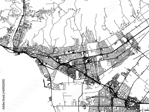 Vector road map of the city of  Ventura California in the United States of America on a white background.