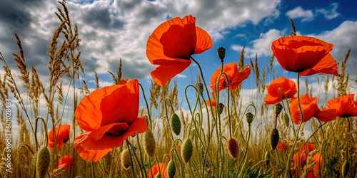 Amazing poppy field landsca...
