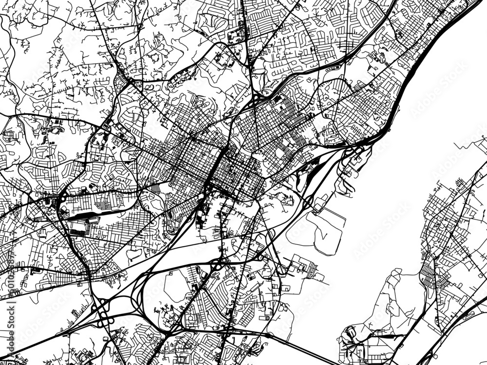 Vector road map of the city of  Wilmington Delaware in the United States of America on a white background.