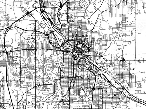 Vector road map of the city of  Youngstown Ohia in the United States of America on a white background.