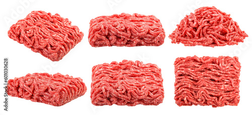 Obraz na płótnie minced meat, pork, beef, forcemeat, isolated on white background, full depth of