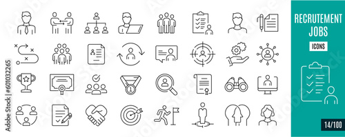 Best collection recrutement and jobs line icons. Career, Human Resources,... 