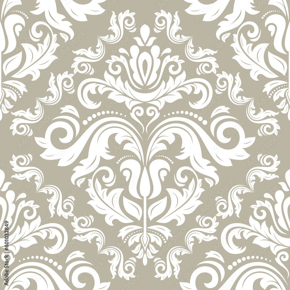 Fototapeta premium Orient classic white pattern. Seamless abstract background with white vintage elements. Orient background. Ornament for wallpaper and packaging