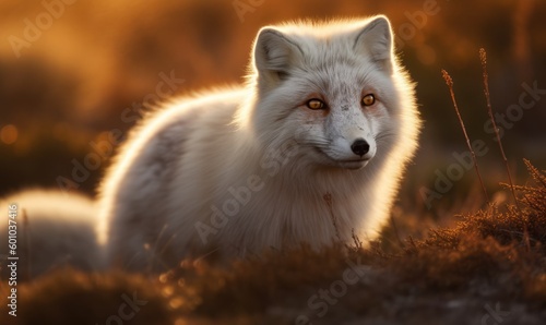 Arctic Fox in evening sun, generative AI © Enigma