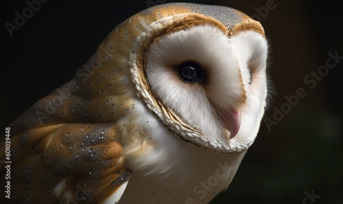Common barn owl close up, generative AI