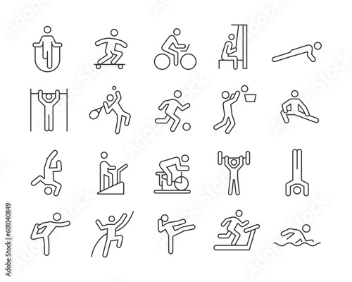 Exercising Icons - Vector Line. Editable Stroke.