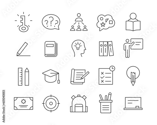 Learning Icons - Vector Line. Editable Stroke.