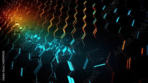abstract colorful hexagon background with light.