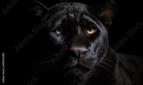 Front view of Panther on black background, generative AI