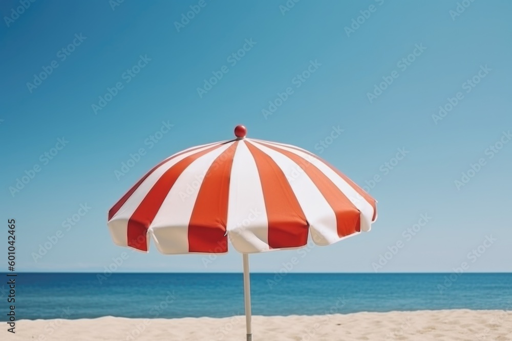 red umbrella on the beach, ai generative