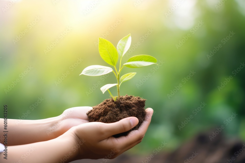 leaf plant care hand life green ecology growth nature agriculture. Generative AI. leaf plant care hand life green ecology growth nature agriculture. Generative AI.