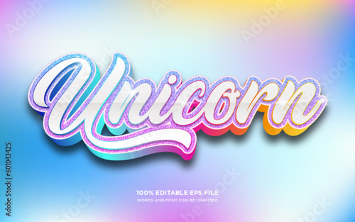 Unicorn 3D text style effect	
