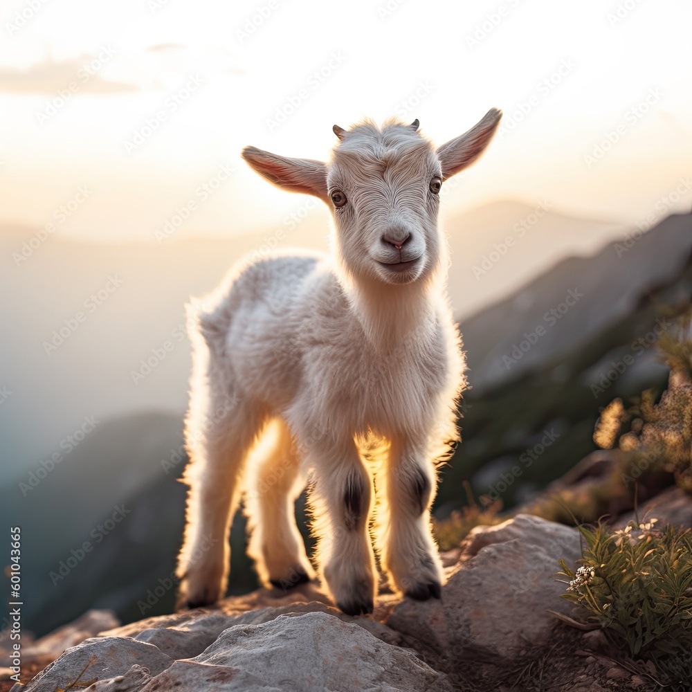 Baby Goat, Generative AI Illustration Baby Goat, Generative AI Illustration