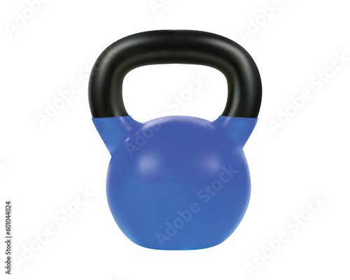 vector blue kettlebell, 3d realistic isolated on white backgroun