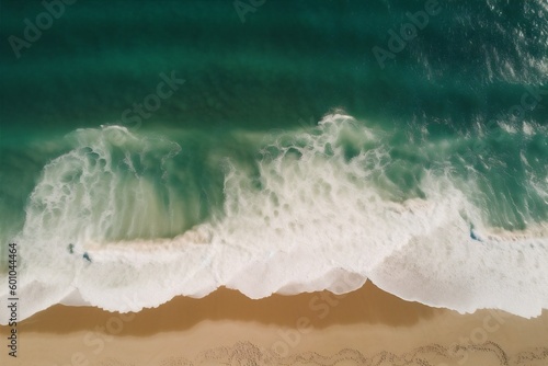 shore water ocean nature wave vacation sand beach summer sea. Generative AI.