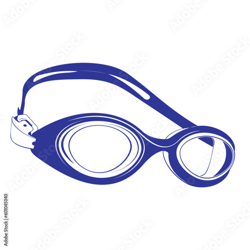 blue swimming goggles on white background