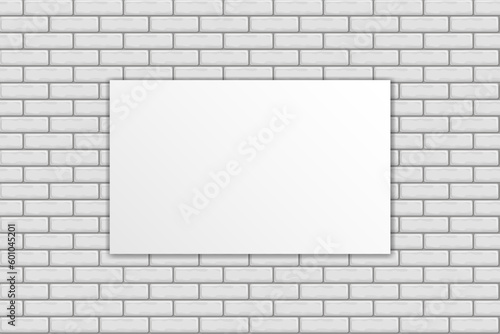 Wallpaper Mural White brick wall. White poster on a brick wall background. Vector illustration of a brick wall with a note board. Torontodigital.ca