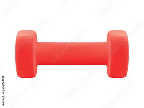 realistic red dumbbell for fitness equipment photo