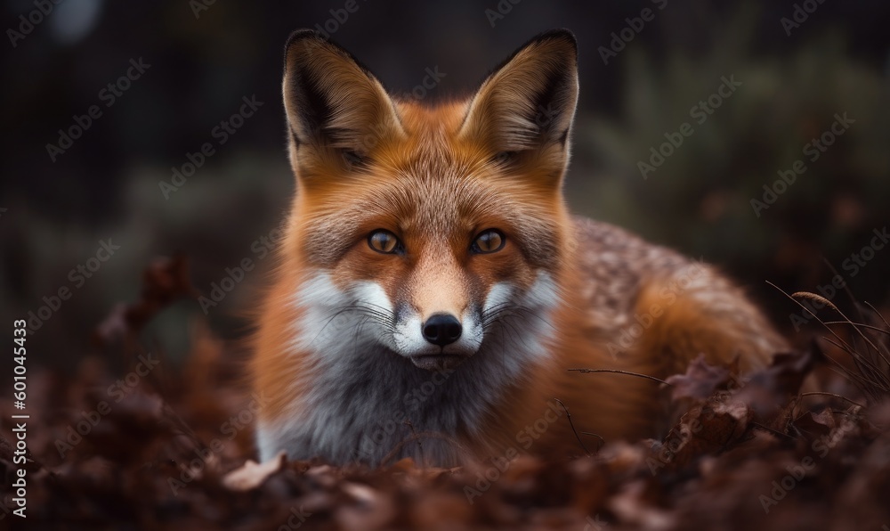 Red Fox Close-up in the forest, generative AI