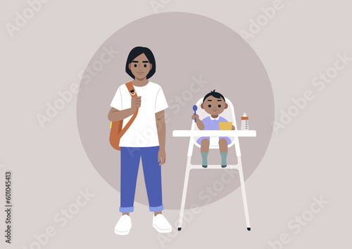 A full body portrait of two siblings of different age
