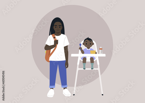 A full body portrait of two siblings of different age