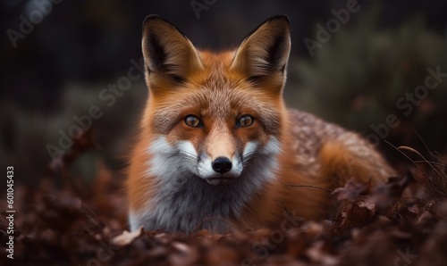 Red Fox Close-up in the forest, generative AI © Enigma
