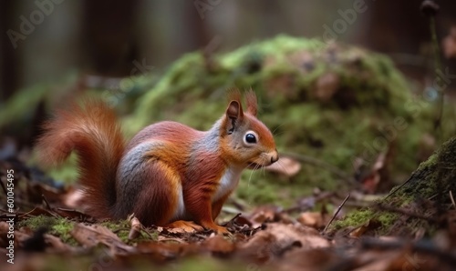 Red Squirrel in the forest, generative AI © Enigma