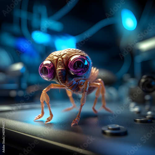 micro alien in a laboratory made with Generative AI