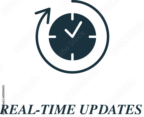 Real-time updates icon. Monochrome simple sign from app development collection. Real-time updates icon for logo, templates, web design and infographics.
