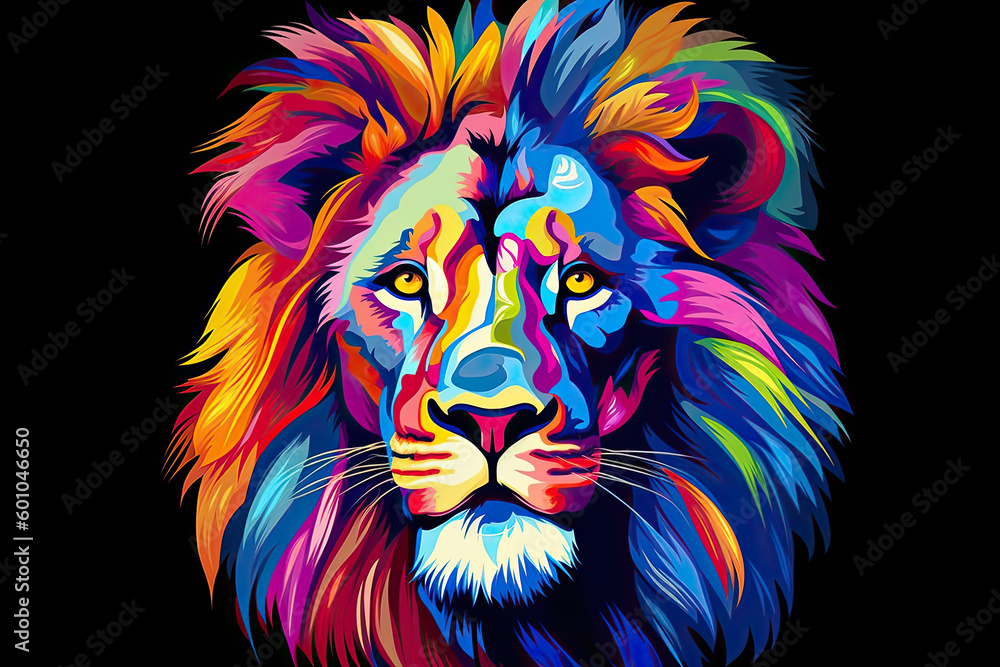 colorful lion head, AI Generative