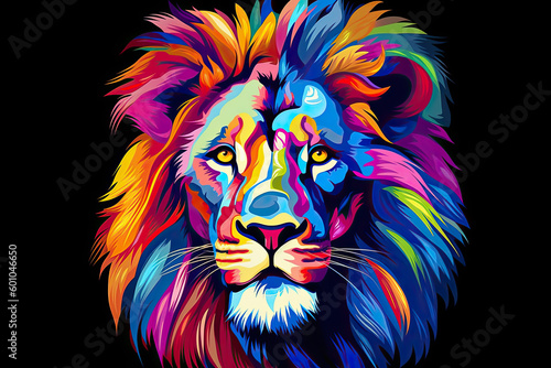 colorful lion head  AI Generative