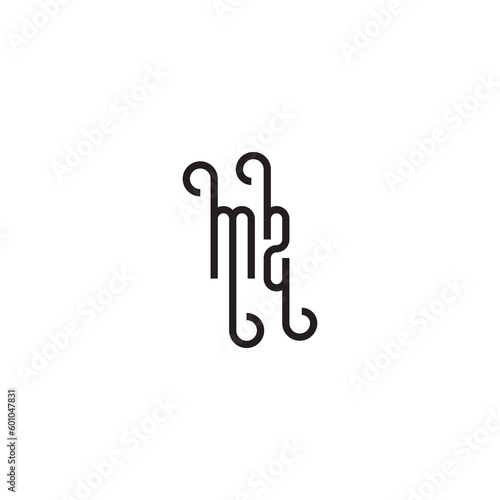 MZ unique concept initial line logo design in black isolated for inspirations photo